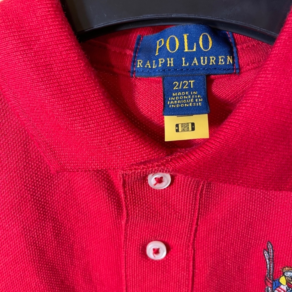 Ralph Lauren Bear Ski Red Kids Polo Shirt - Picture 4 of 6